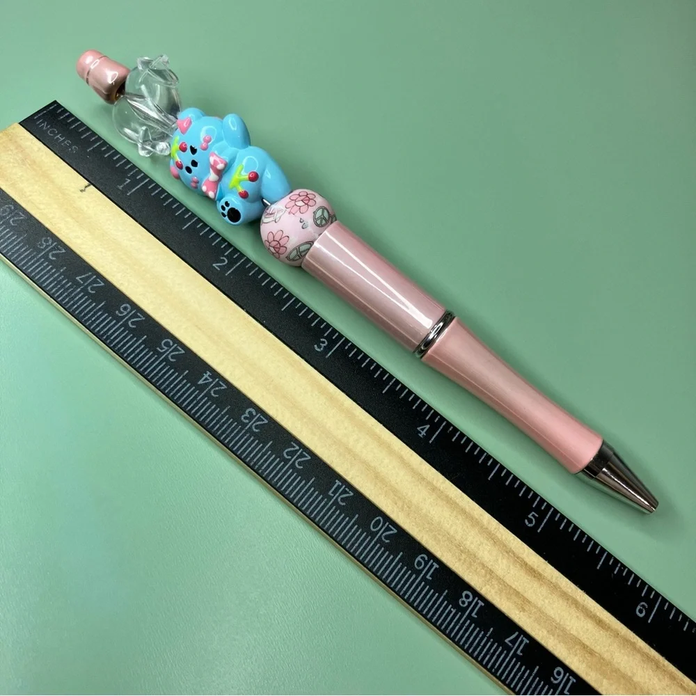 Cute Handpainted Bear Retro Bead Handmade Beaded Pen Kawaii Vibes